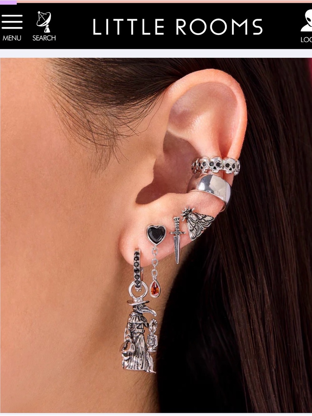 Nyx Heart Drop Earrings in Black and Red - Picture 2 of 4